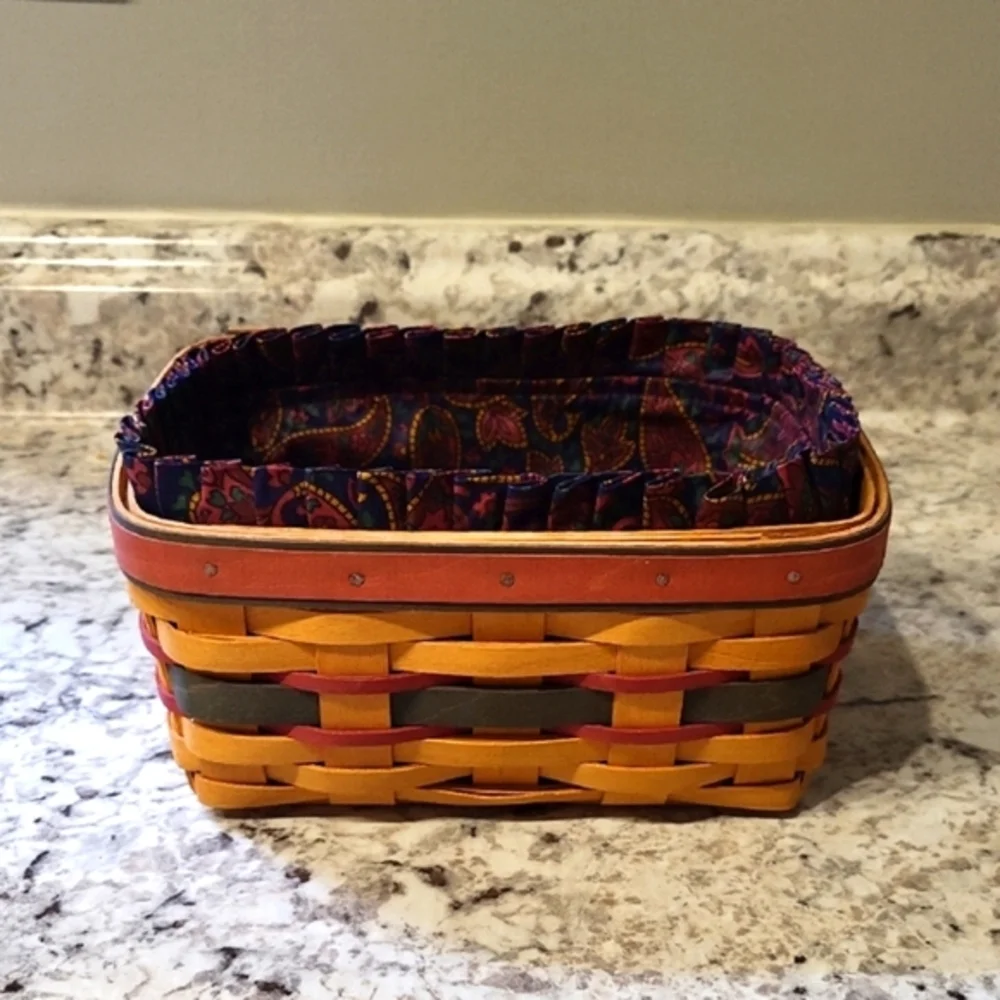 Longaberger Address Card Basket with Father's Day Paisley Print Liner